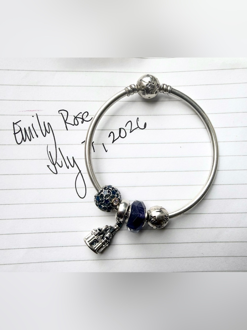 Authentic Pandora Sterling Silver Galaxy Bangle with CZ Stars Clasp